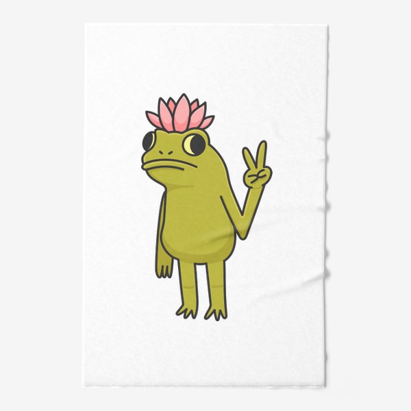 Полотенце «Дзен лягушка жабка с лотосом»