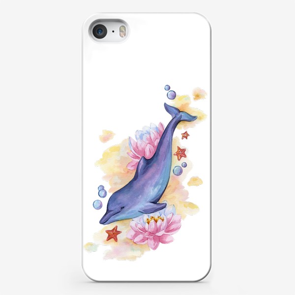 Чехол iPhone «Дельфин и лотосы»