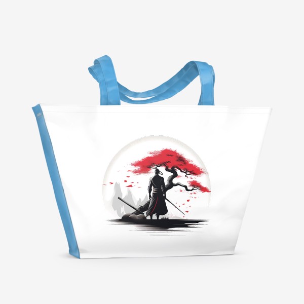 Пляжная сумка «Самурай и японское дерево - 2»