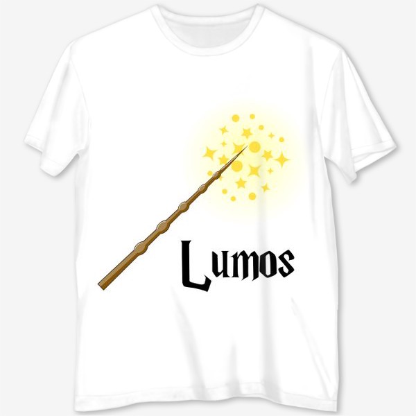 Футболка с полной запечаткой &laquo;Люмус. Волшебная палочка и заклинание света. Гарри Поттер&raquo;
