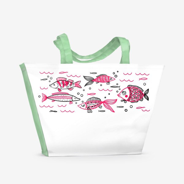 Пляжная сумка «Удачная рыбалка. Рыбы. Улов. Рыбак.  »