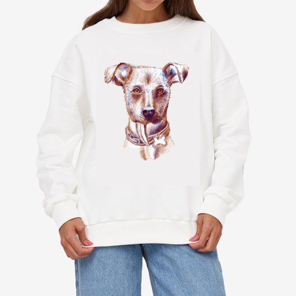 Свитшот «Ксоло Мексиканская голая собака. Рисунок карандашом. Любителю собак»