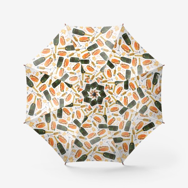 Зонт «Новогодний паттерн на белом фоне»