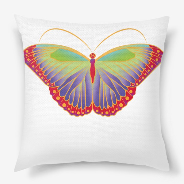 Подушка «Яркая радужная бабочка»