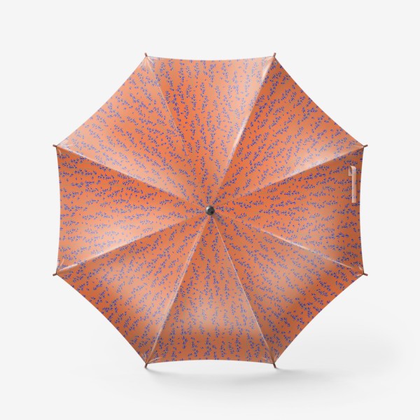 Зонт «Маленькие фиолетовые полевые цветы на длинных зеленых стеблях на оранжевом фоне»