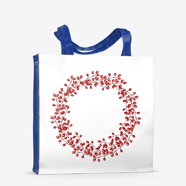 Сумка-шоппер «Новогодний венок из красных ягод»