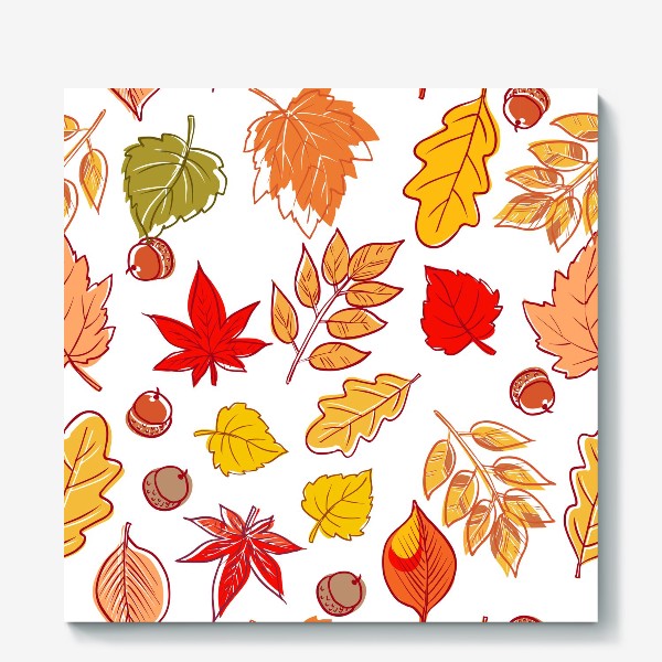 Холст «Листья осенние. Клен, береза, вяз, ясень.»
