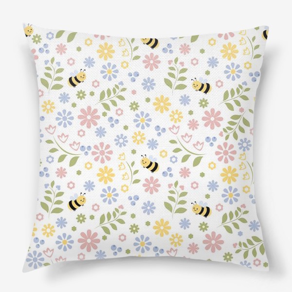 Подушка «Пчелки и цветы»