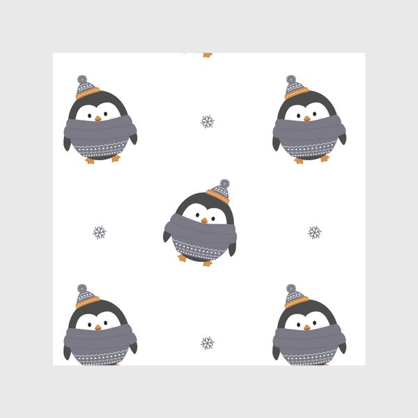 Скатерть «Милые пингвины со снежинками»