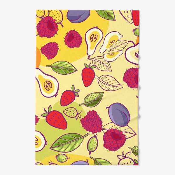 Полотенце «Урожай фрукты и ягоды: слива, малина, груша, клубника, яблоко»
