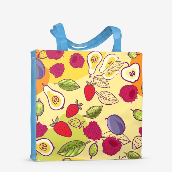 Сумка-шоппер «Урожай фрукты и ягоды: слива, малина, груша, клубника, яблоко»