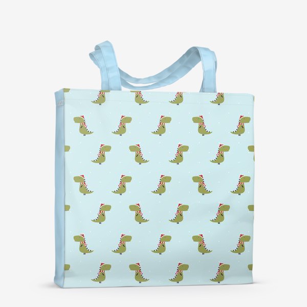 Сумка-шоппер «Милые динозаврики в новогодней шапке и шарфе»