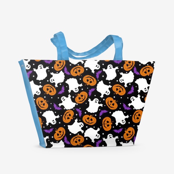 Пляжная сумка «Хэллоуина Приведения, тыквы и летучие мыши»