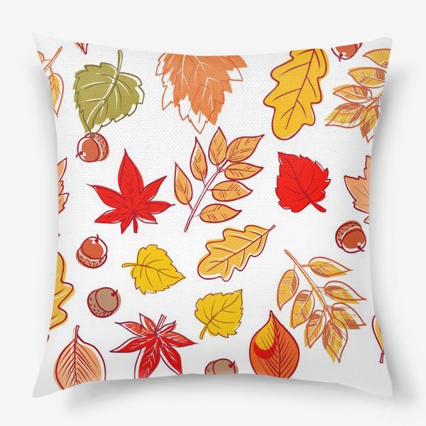 Подушка «Листья осенние. Клен, береза, вяз, ясень.»