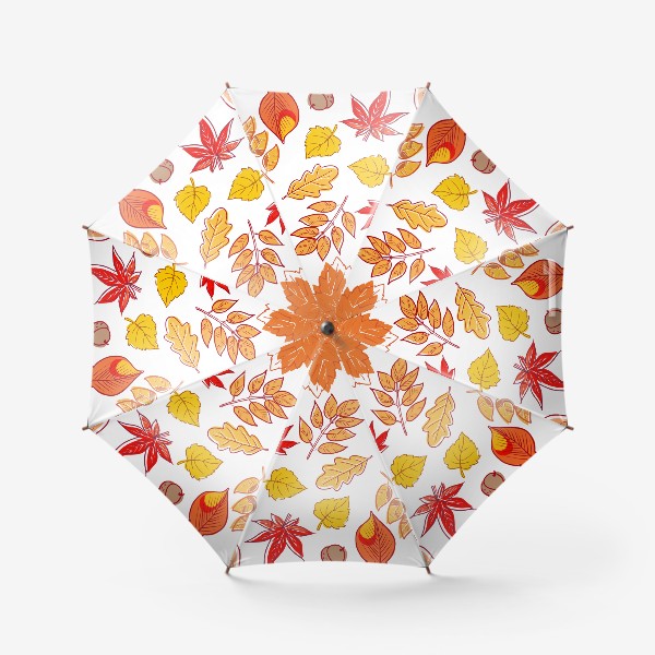 Зонт «Листья осенние. Клен, береза, вяз, ясень.»