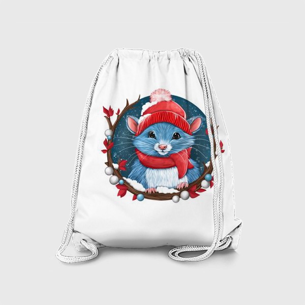 Рюкзак «Зимняя мышка в красной шапке»