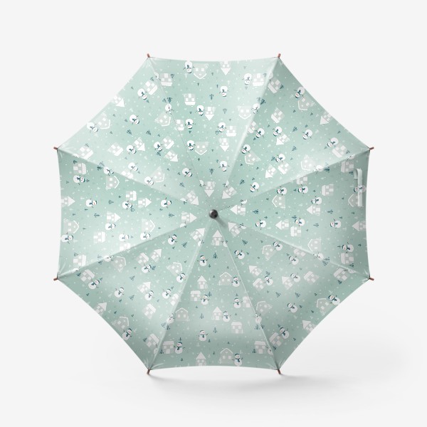 Зонт «Снеговики и домики»