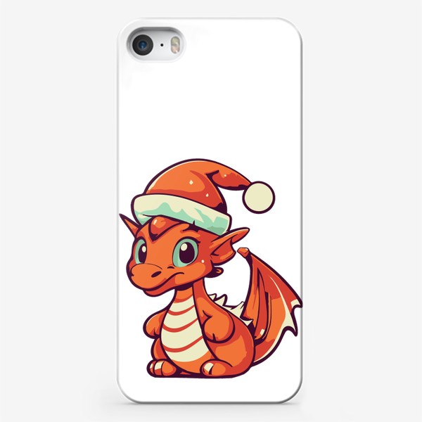Чехол iPhone «дракончик в шапке Санта Клауса. Год дракона 2024»