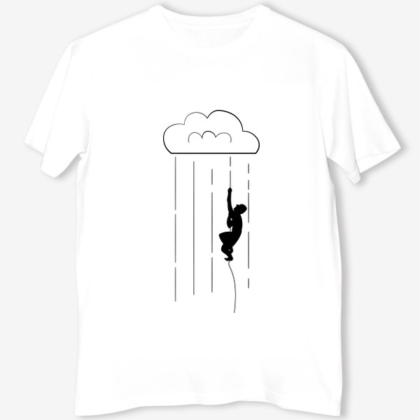 Футболка «Человек по дождю лезет на облако»