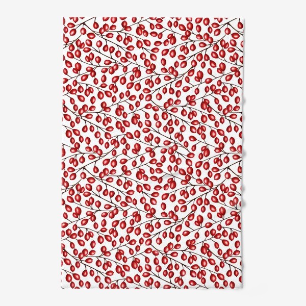 Полотенце «Красные зимние ягоды - паттерн»