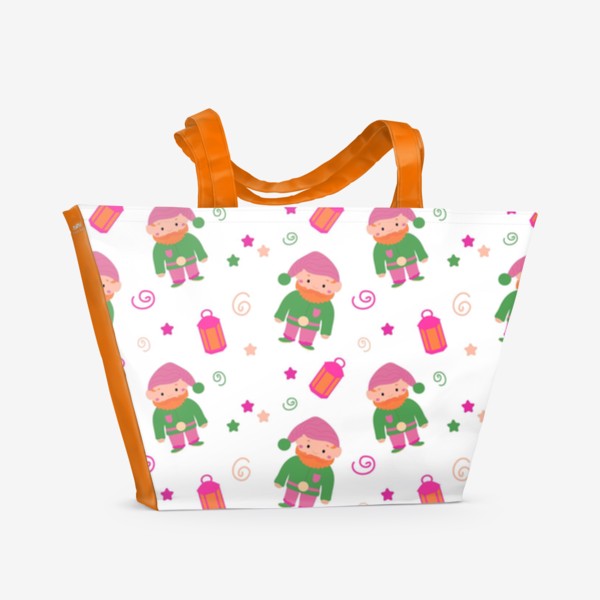 Пляжная сумка «Детский паттерн с гномами»