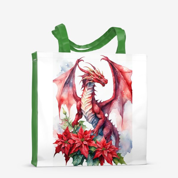 Сумка-шоппер «Красный дракон и пуансетия. Год дракона 2024»