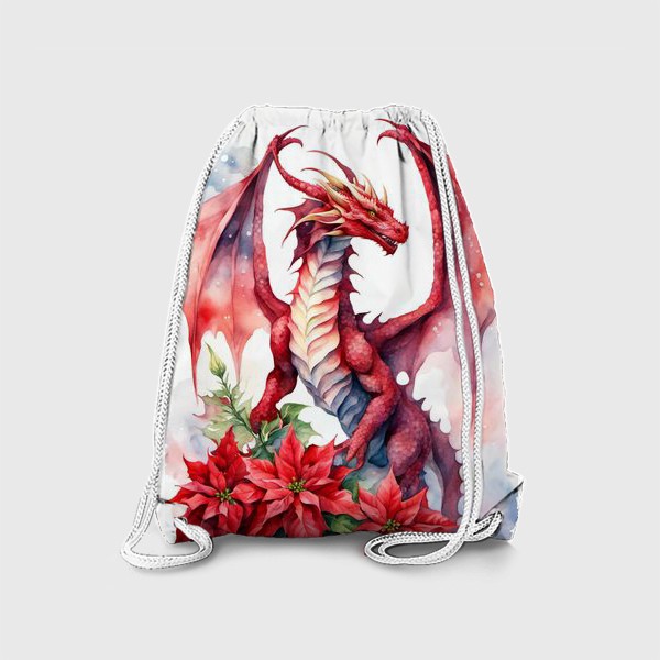 Рюкзак «Красный дракон и пуансетия. Год дракона 2024»