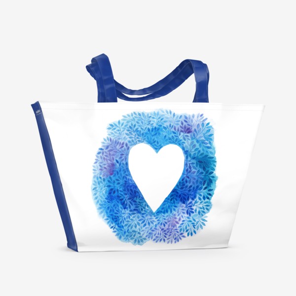 Пляжная сумка «Синее акварельное сердце»