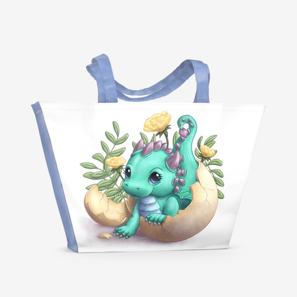Пляжная сумка «Маленький дракон вылезает из яйца»