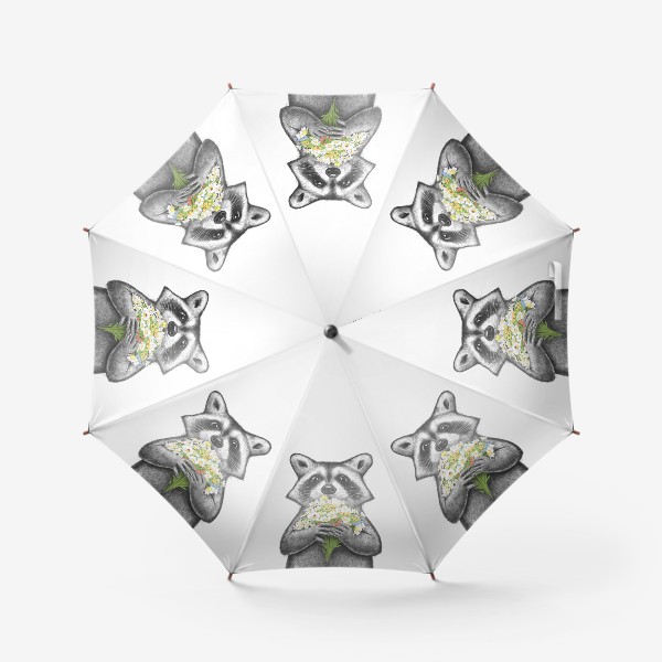 Зонт «Енот с ромашками»