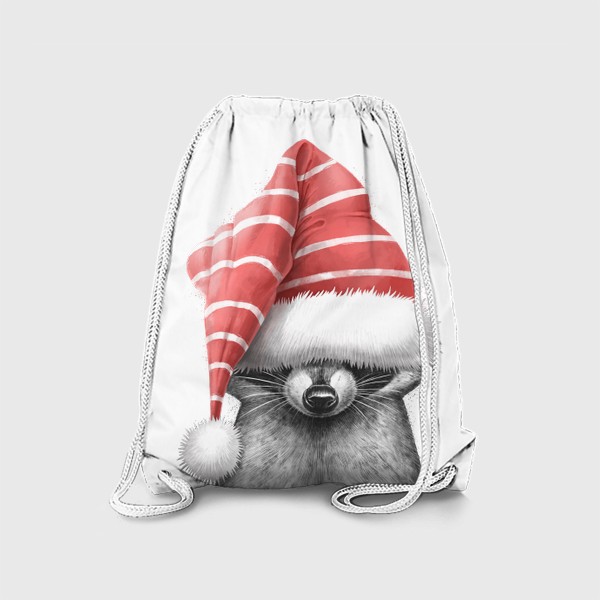 Рюкзак «Енот в новогодней шапке»