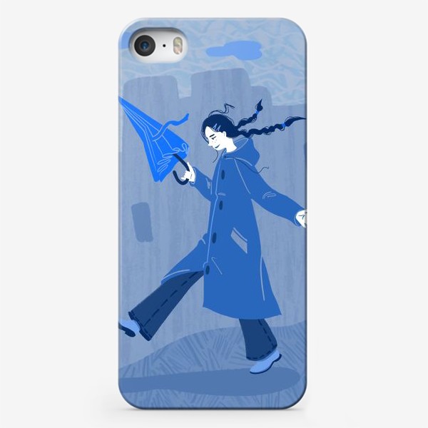 Чехол iPhone «Девушка с зонтом гуляет по городу»