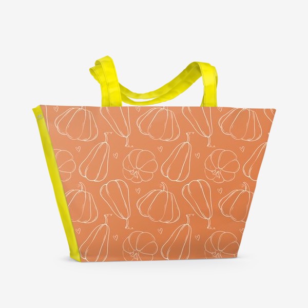 Пляжная сумка «Осенний паттерн с белыми тыквами :)»
