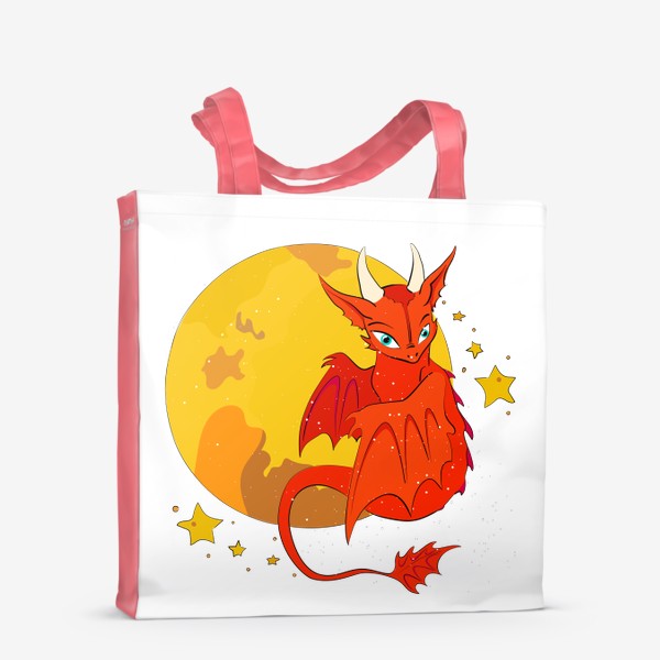 Сумка-шоппер «Красный дракон на фоне луны»