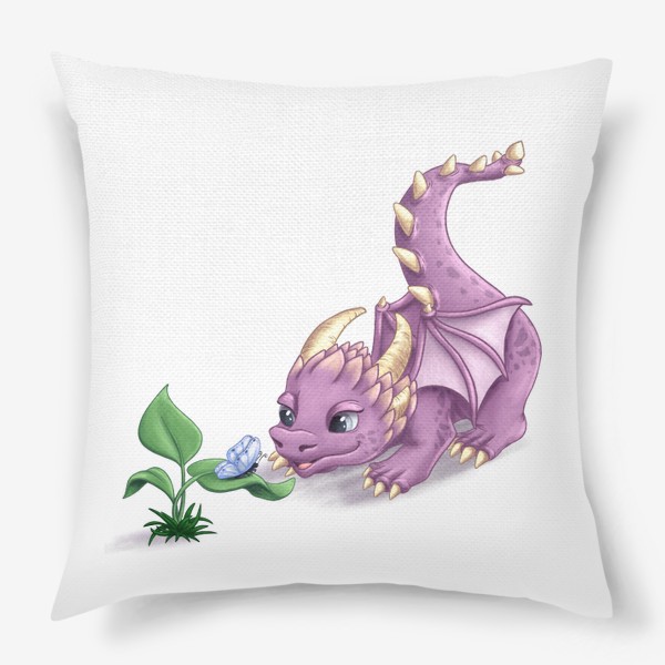 Подушка «Фиолетовый дракон и бабочка»