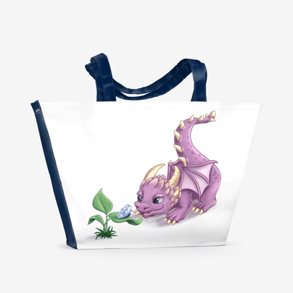 Пляжная сумка «Фиолетовый дракон и бабочка»