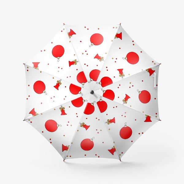 Зонт «Новогодний бесшовный паттерн с красными ёлочными игрушками»