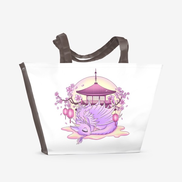 Пляжная сумка «Спящий дракон с сакурой»