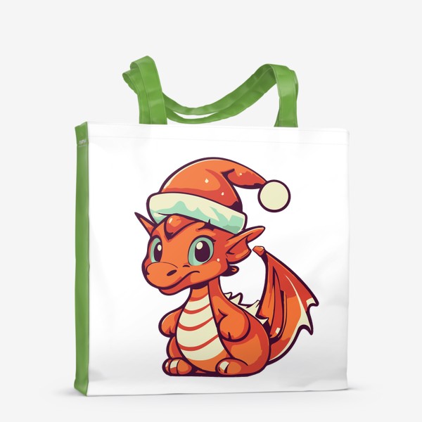 Сумка-шоппер «дракончик в шапке Санта Клауса. Год дракона 2024»