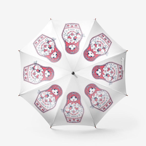Зонт «Матрешка по мотивам мезенской росписи»