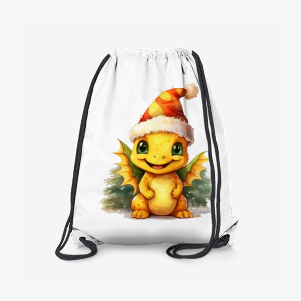 Рюкзак «Новогодний акварельный принт дракона в шапке »