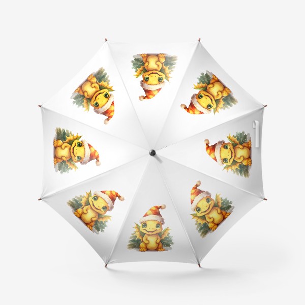 Зонт «Новогодний акварельный принт дракона в шапке »