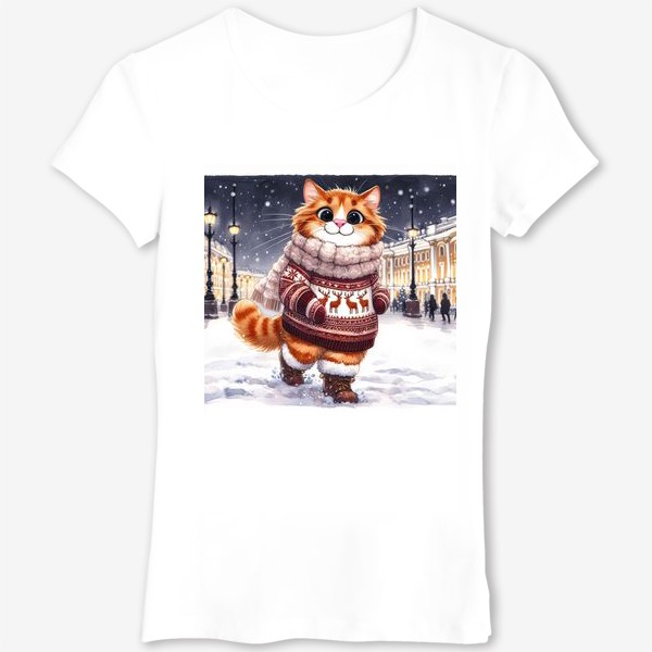 Футболка «Рыжий котик гуляет по Петербургу»