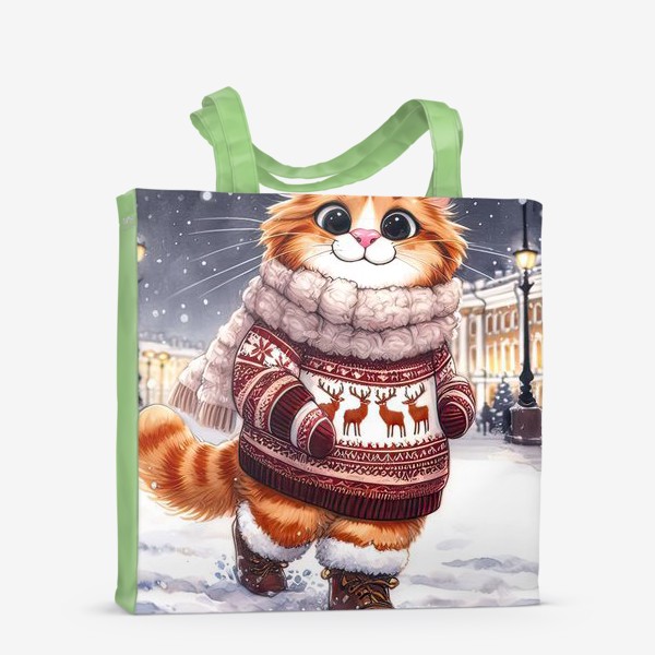 Сумка-шоппер «Рыжий котик гуляет по Петербургу»