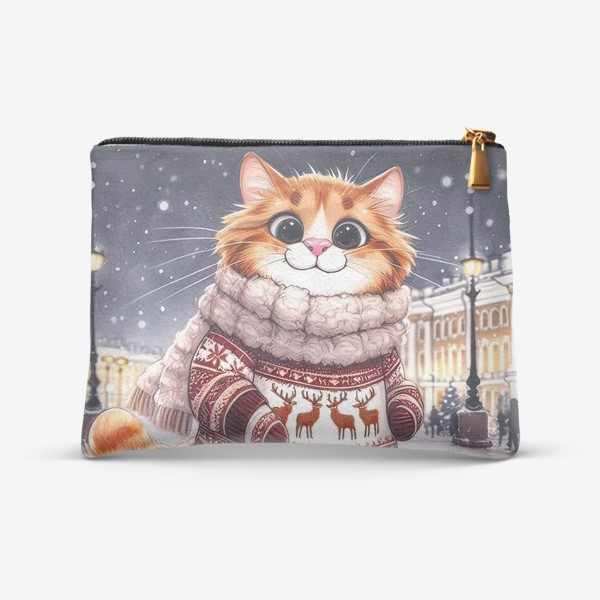 Косметичка «Рыжий котик гуляет по Петербургу»