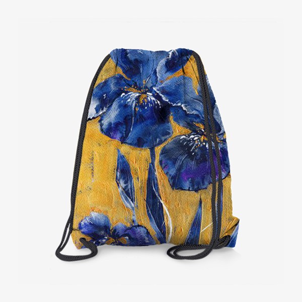 Рюкзак «Синие ирисы на золотом фоне»