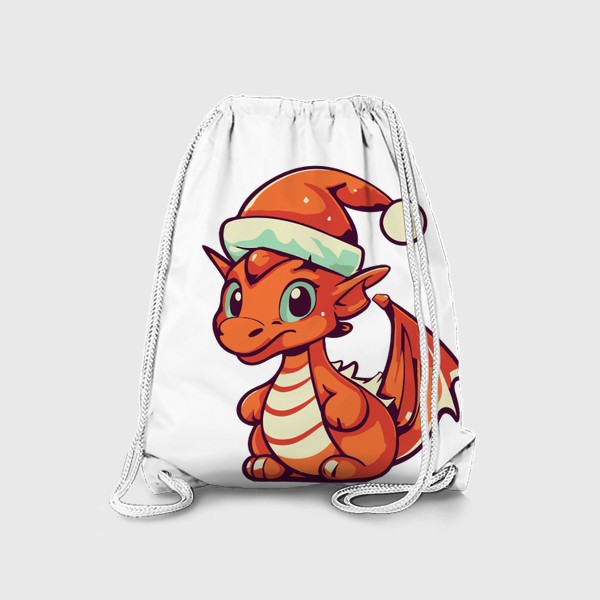 Рюкзак «дракончик в шапке Санта Клауса. Год дракона 2024»