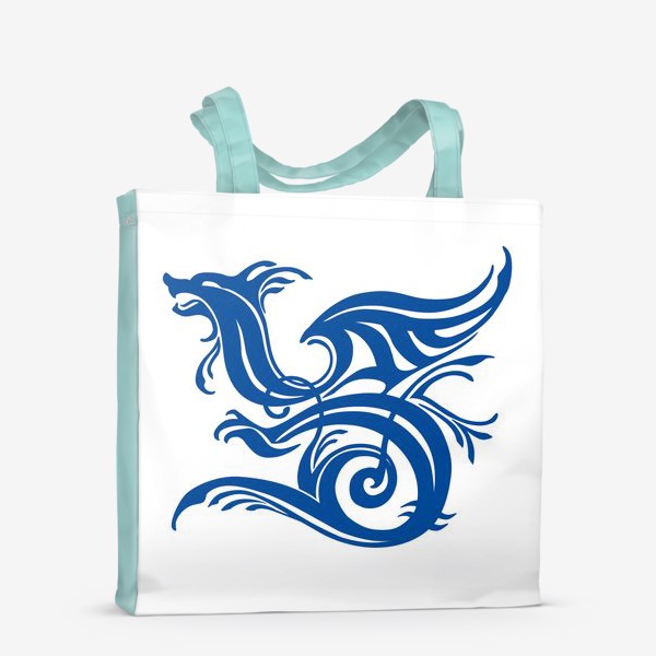 Сумка-шоппер «Абстрактный синий дракон.»