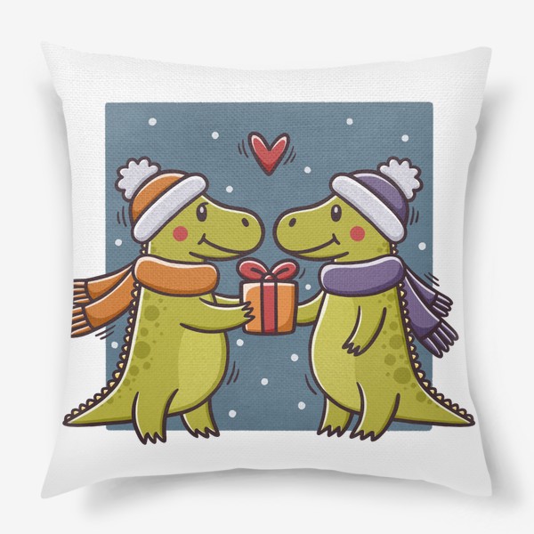 Подушка «Милые драконы дарят подарки. Новый год. Любовь»