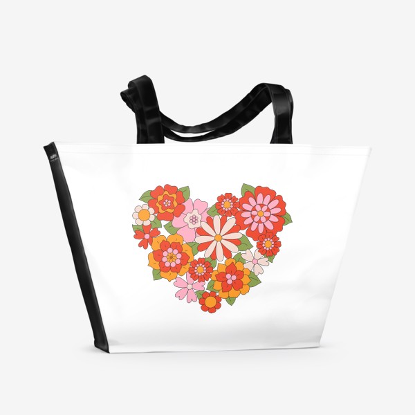 Пляжная сумка «Сердце из цветов»